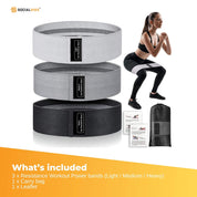 Premium 3x Resistance Exercise Hip Bands Set - Stretch Glute Booty Workout Power Loops