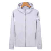 Premium 4XL Grey Long Sleeve UV Protection Summer Breathable Knitted Ice Silk Outdoor Sun Protection Clothing - Unisex Thin Sunscreen Shirt