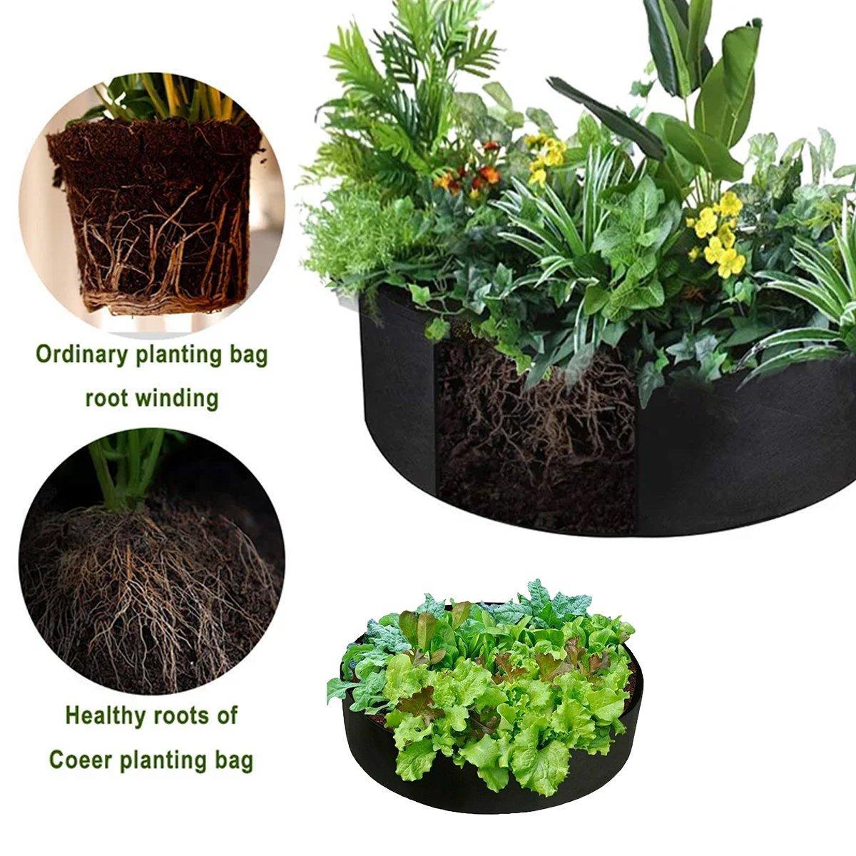 Premium 5x Felt Planting Bag Round Vegetable Garden Flower Seedling Grow Bags for Plants - Green-70*30cm