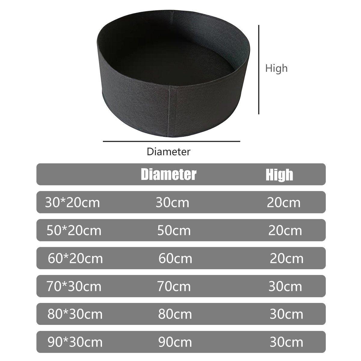 Premium 5x Felt Planting Bag Round Vegetable Garden Flower Seedling Grow Bags for Plants - Green-70*30cm