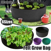 Premium 5x Felt Planting Bag Round Vegetable Garden Flower Seedling Grow Bags for Plants - Black-90*30cm