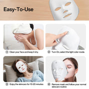 Premium 7-Color Facial Light Mask for Home Skincare - Rechargeable LED Beauty Device with 270 LEDs, One-Touch Control & Auto-Timer (Black with Gold Trim) | Other Colors Available in Store