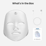 Premium 7-Color Facial Light Mask for Home Skincare - Rechargeable LED Beauty Device with 270 LEDs, One-Touch Control & Auto-Timer (White with Gold Trim) | Other Colors Available in Store