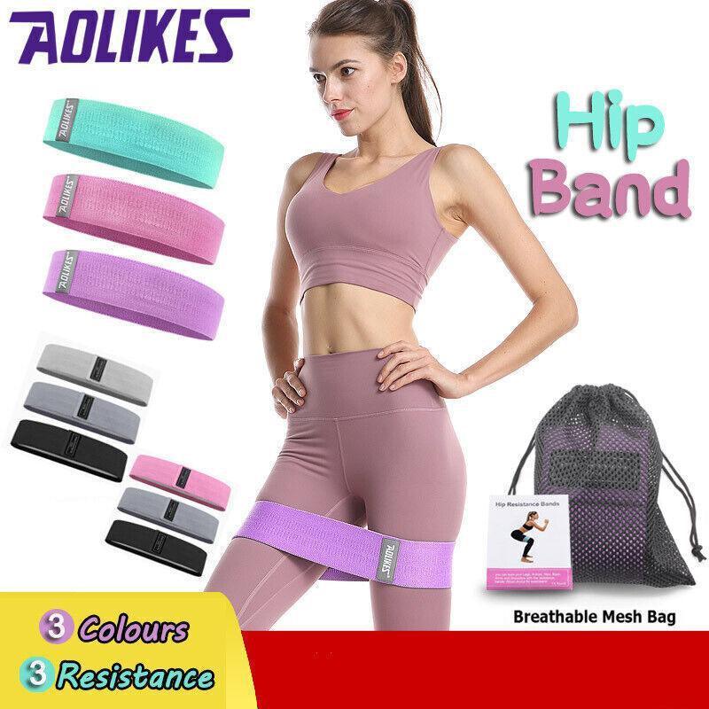Premium Aolikes Set 3 Resistance Booty Bands Hip Circle Loop Bands Workout Exercise - Set of 3 (Light Grey,Grey,Black) with Bag