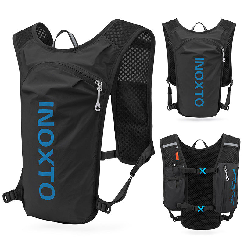 Premium Black-Blue 5L Ultra-Light Hydration Running Vest - Quick-Dry Trail Running & Marathon Backpack with Night Reflective Safety