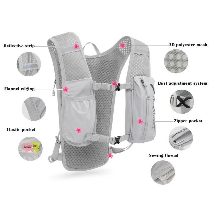 Premium Black-Blue 5L Ultra-Light Hydration Running Vest - Quick-Dry Trail Running & Marathon Backpack with Night Reflective Safety