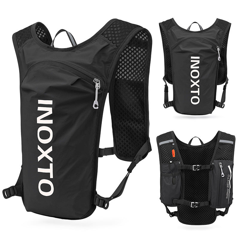 Premium Black-White 5L Ultra-Light Hydration Running Vest - Quick-Dry Trail Running & Marathon Backpack with Night Reflective Safety
