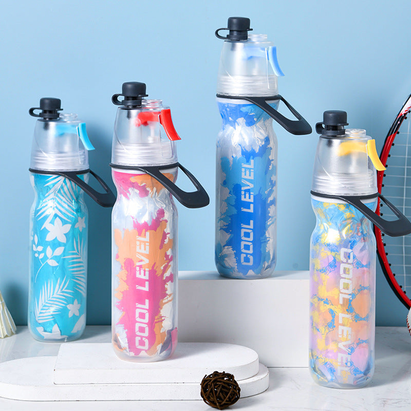 Premium Blue 500ML Insulated Sports Water Bottle with Cooling Mist - Triple-Layer Design Keeps Drinks Cold for Hours - Portable PE Misting Bottle