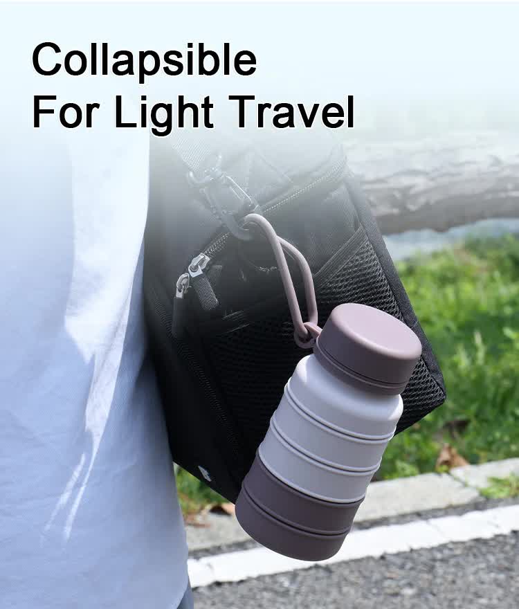 Premium Blue and Black Collapsible Silicone Water Bottle - 510ml Portable Food-Grade Travel & Sports Drink Flask