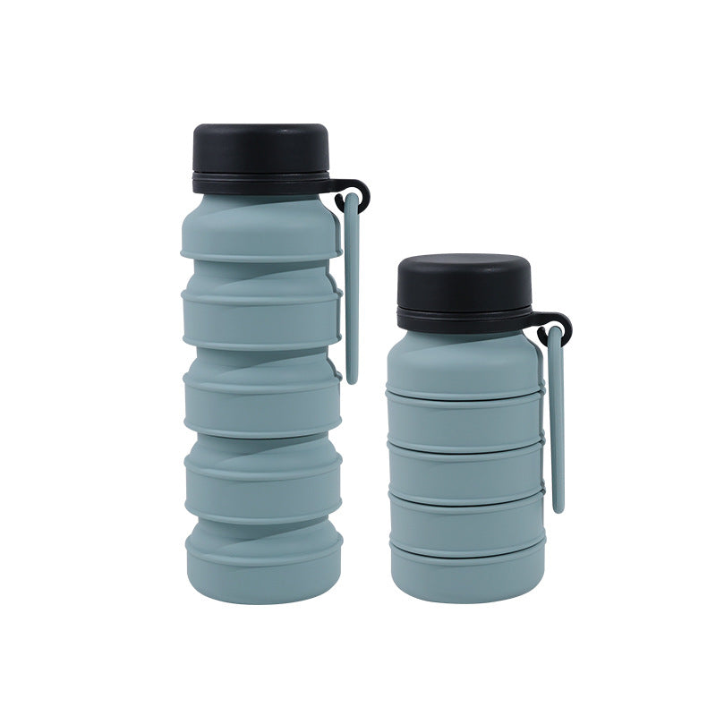 Premium Blue and Black Collapsible Silicone Water Bottle - 510ml Portable Food-Grade Travel & Sports Drink Flask