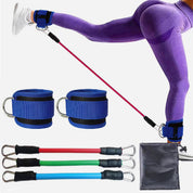 Premium Blue Silver SnapResistance Bands Set with Ankle Straps for Glute Kickbacks & Leg Workouts (10-30lbs)