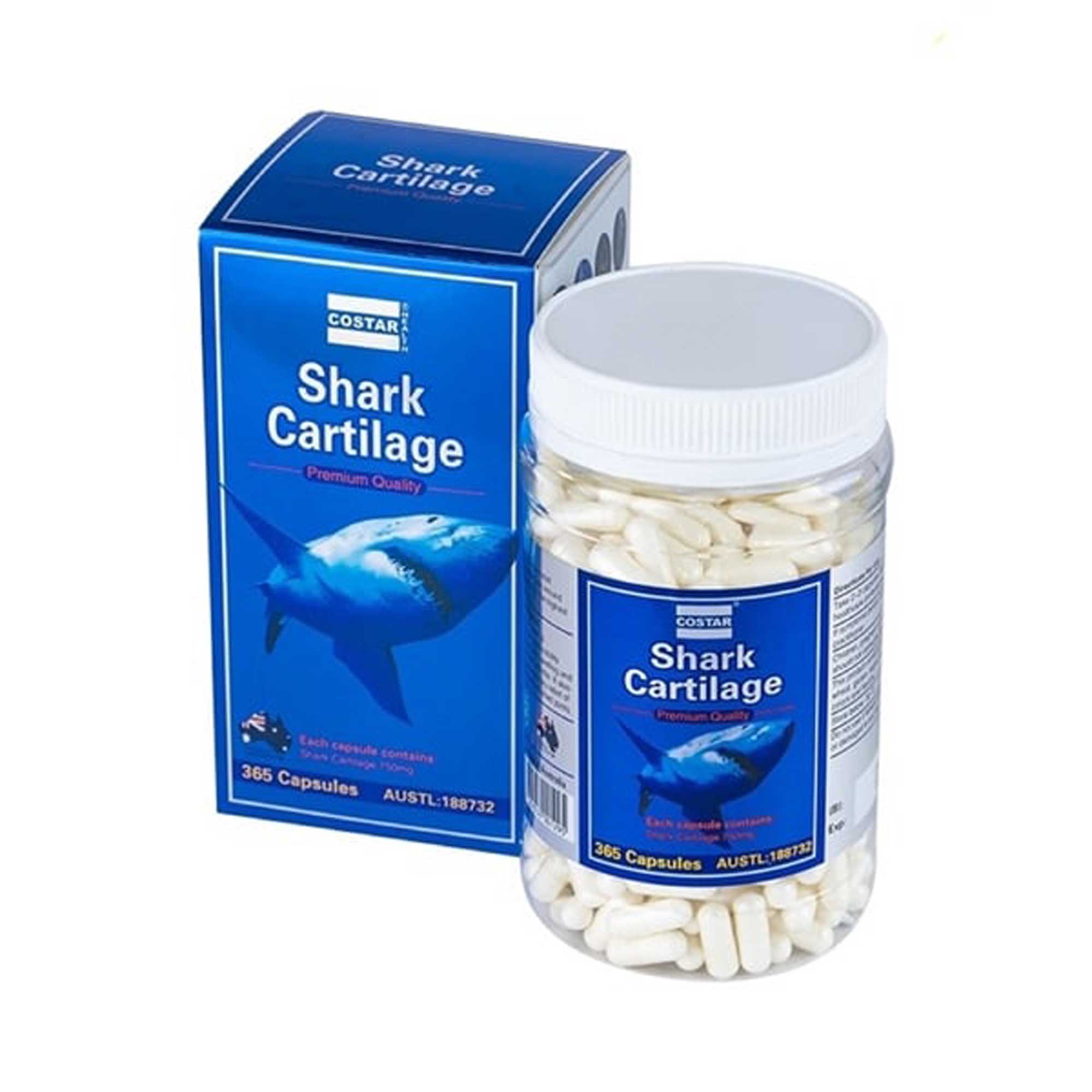 Premium Costar Shark Cartilage 750mg 365 Capsules - Joint Support Supplement
