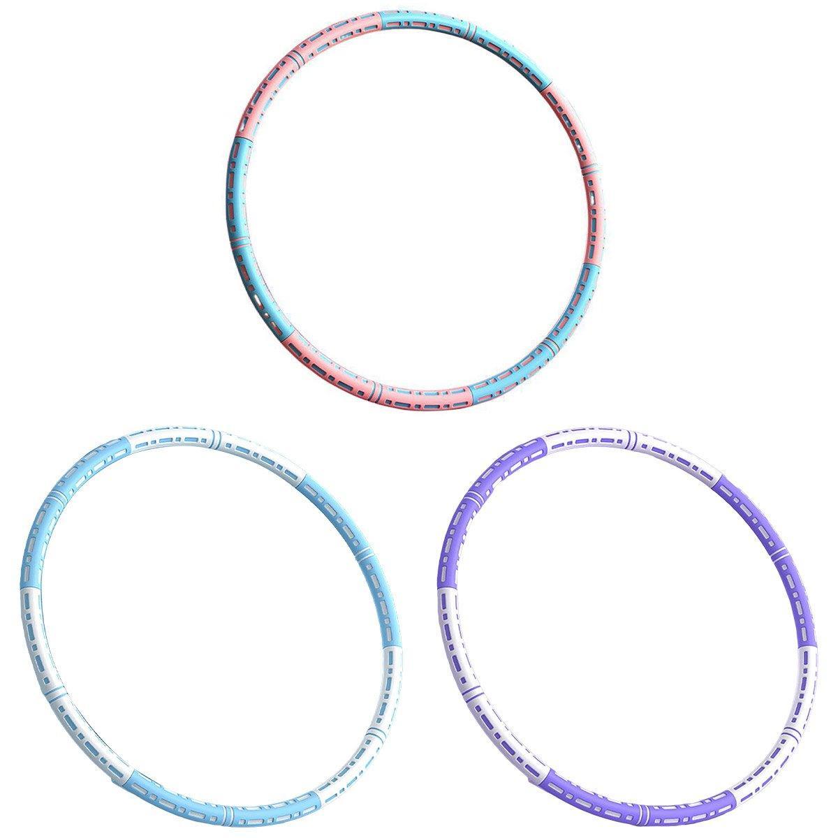 Premium Detachable Weighted Hula Hoop Fitness Equipment for Home Exercise Use - White Purple