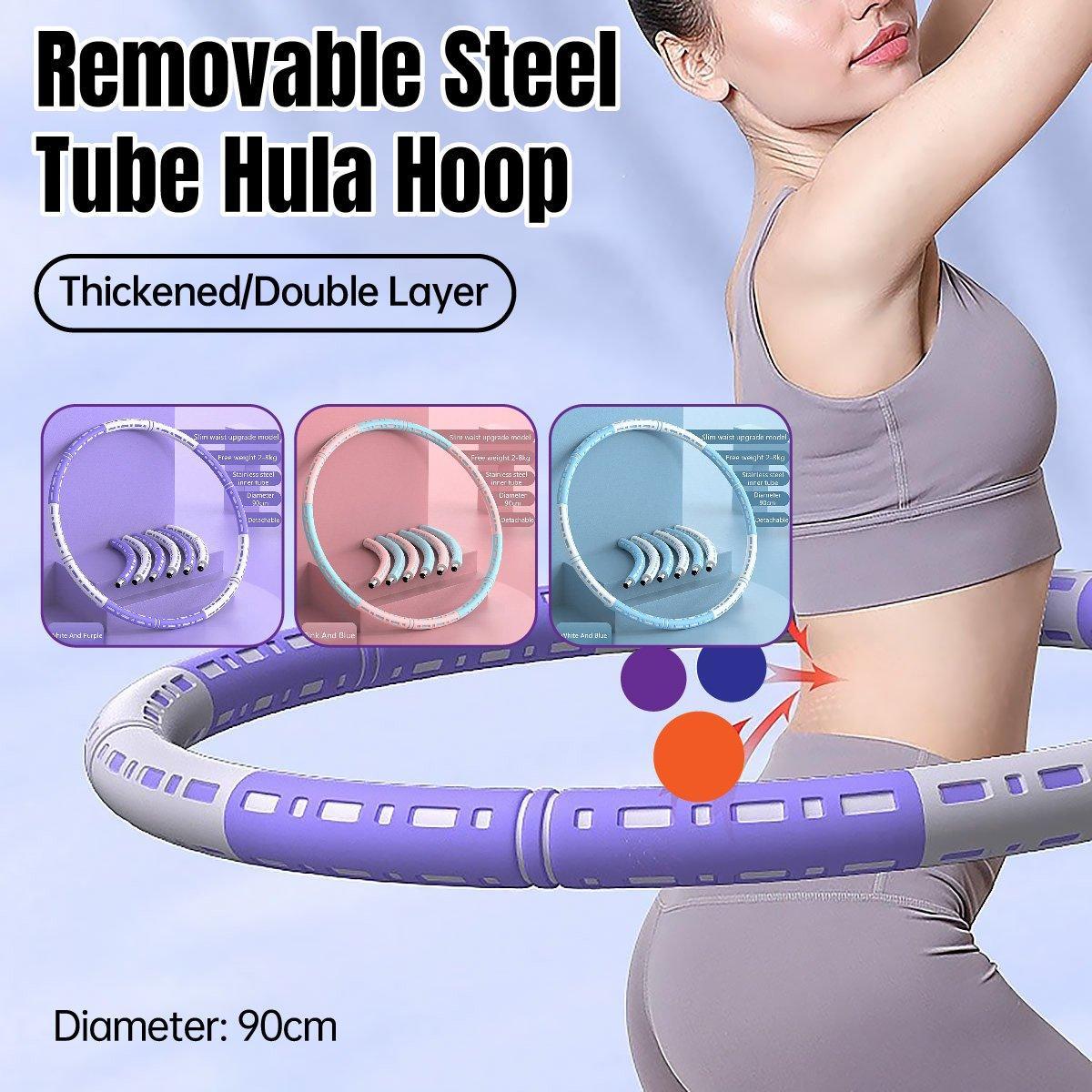 Premium Detachable Weighted Hula Hoop Fitness Equipment for Home Exercise Use - White Purple