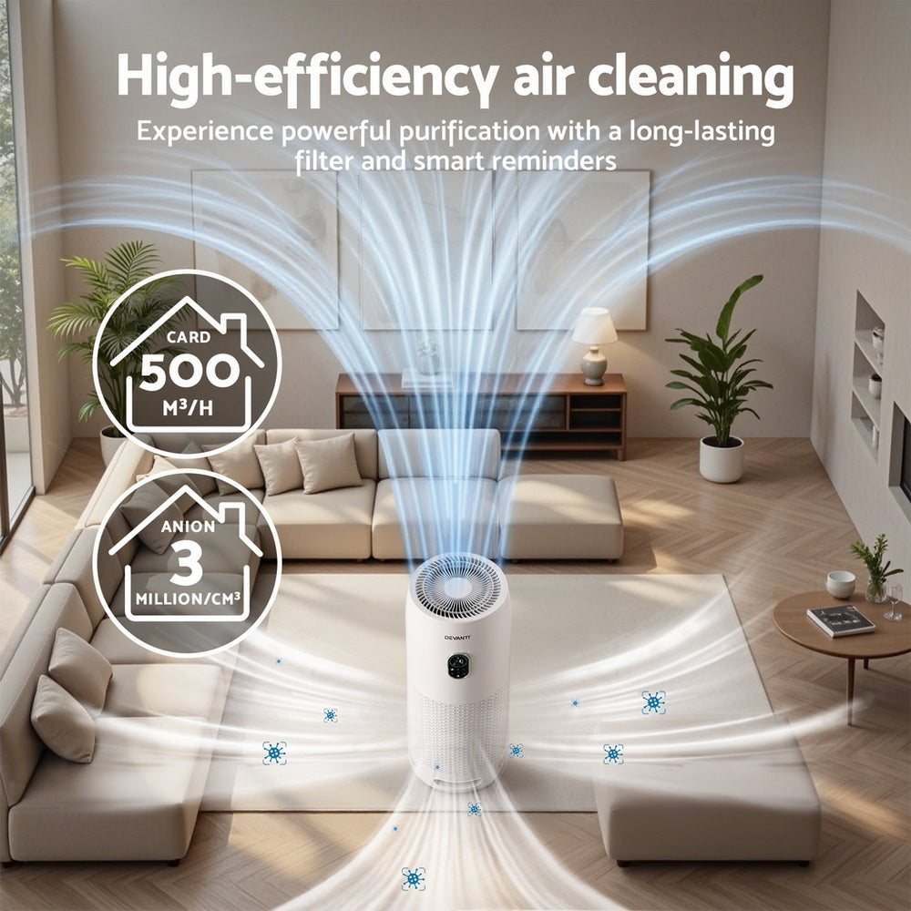Devanti Air Purifier 4-Layer HEPA Filter White - Appliances > Aroma Diffusers & Humidifiers > Purifiers