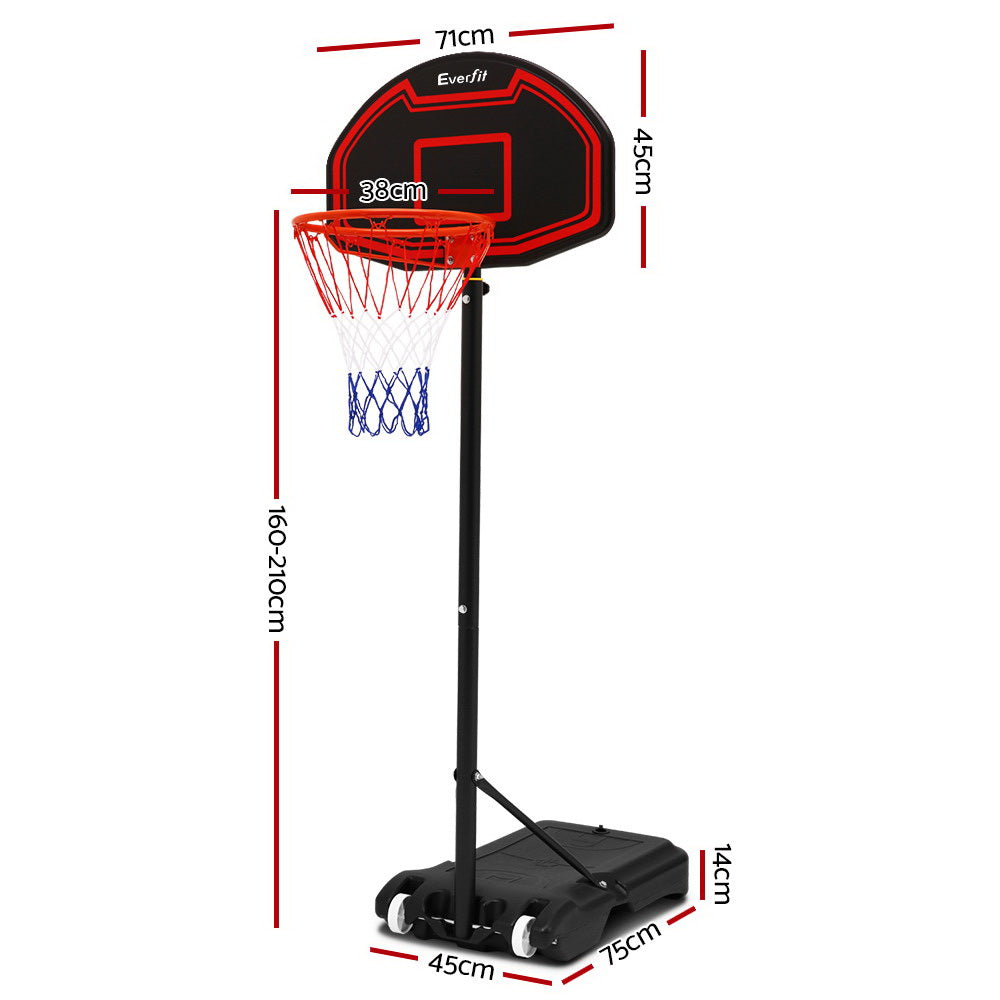 Premium Everfit 2.1M Basketball Hoop Stand System Adjustable Portable Pro Kids Black