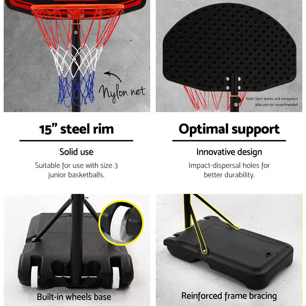 Premium Everfit 2.1M Basketball Hoop Stand System Adjustable Portable Pro Kids Black