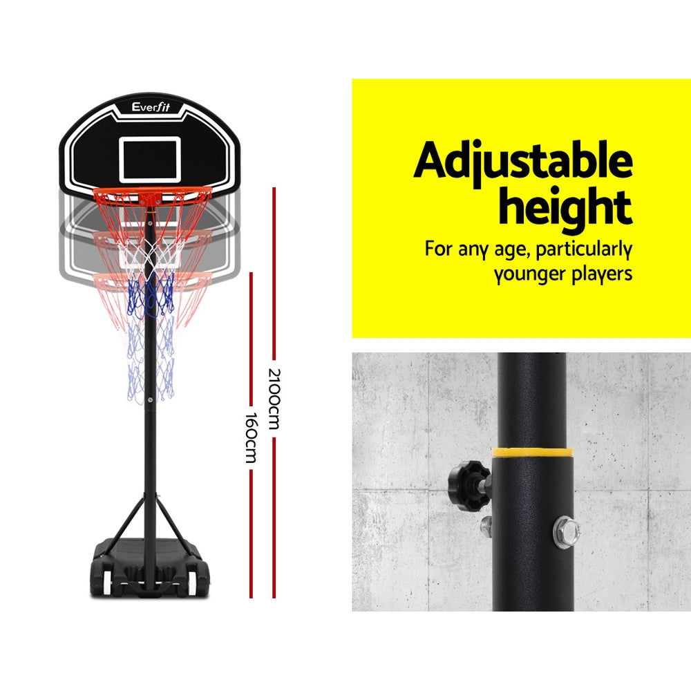 Premium Everfit 2.1M Basketball Hoop Stand System Adjustable Portable Pro Kids Black