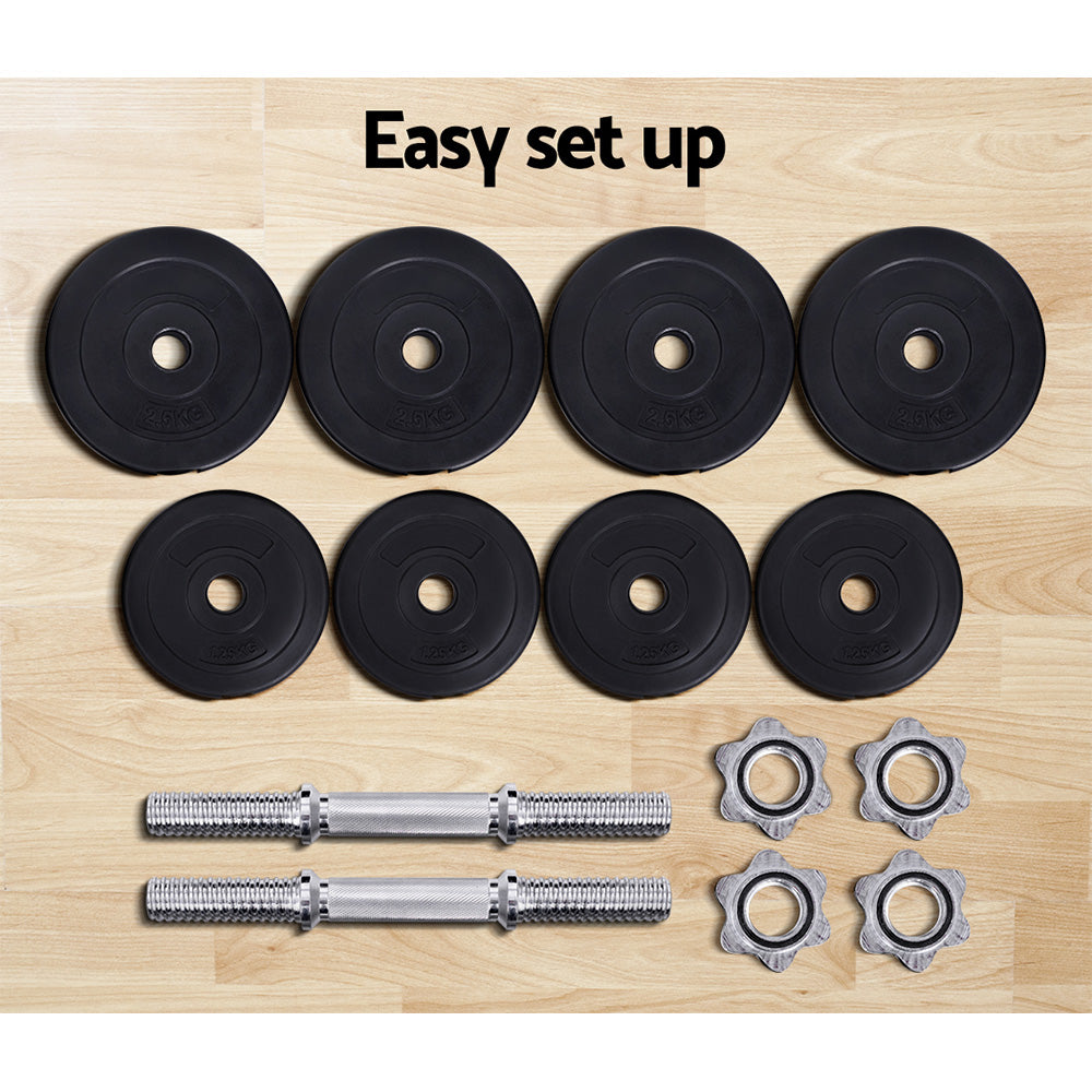 Premium Everfit 20kg Dumbbell Set Weight Plates Dumbbells Lifting Bench