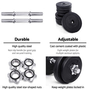 Premium Everfit 20kg Dumbbell Set Weight Plates Dumbbells Lifting Bench