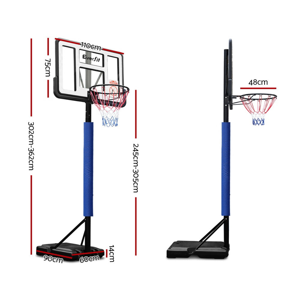Premium Everfit 3.05M Basketball Hoop Stand System Adjustable Height Portable Pro Blue