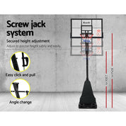 Premium Everfit 3.05M Basketball Hoop Stand System Adjustable Height Portable Black Pro