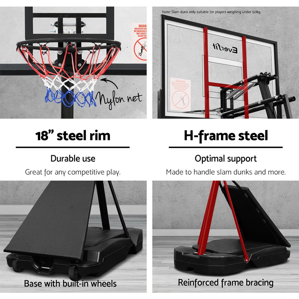 Premium Everfit 3.05M Basketball Hoop Stand System Adjustable Height Portable Black Pro