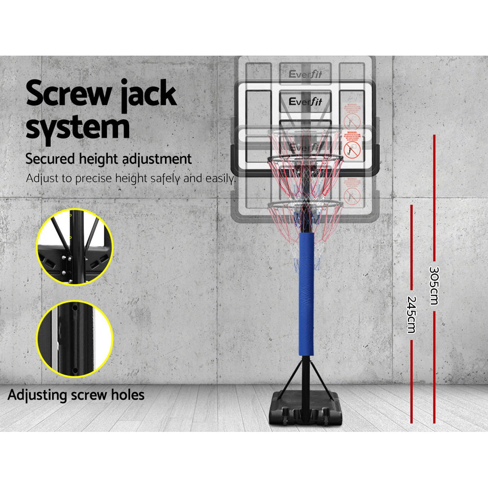 Premium Everfit 3.05M Basketball Hoop Stand System Adjustable Height Portable Pro Blue
