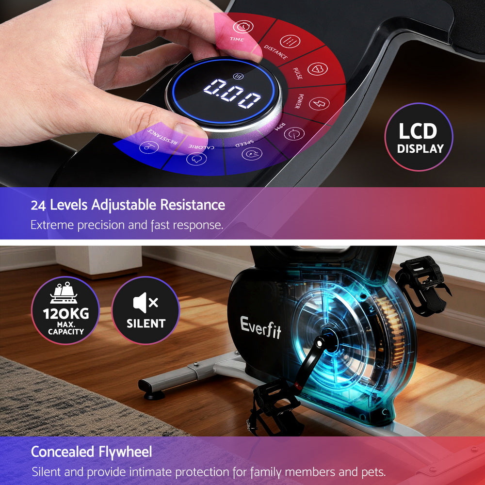 Premium Everfit Exercise Bike Spin Bike Electromagnetic Smart Home Fitness 24-Level Resistance 120kg Bluetooth