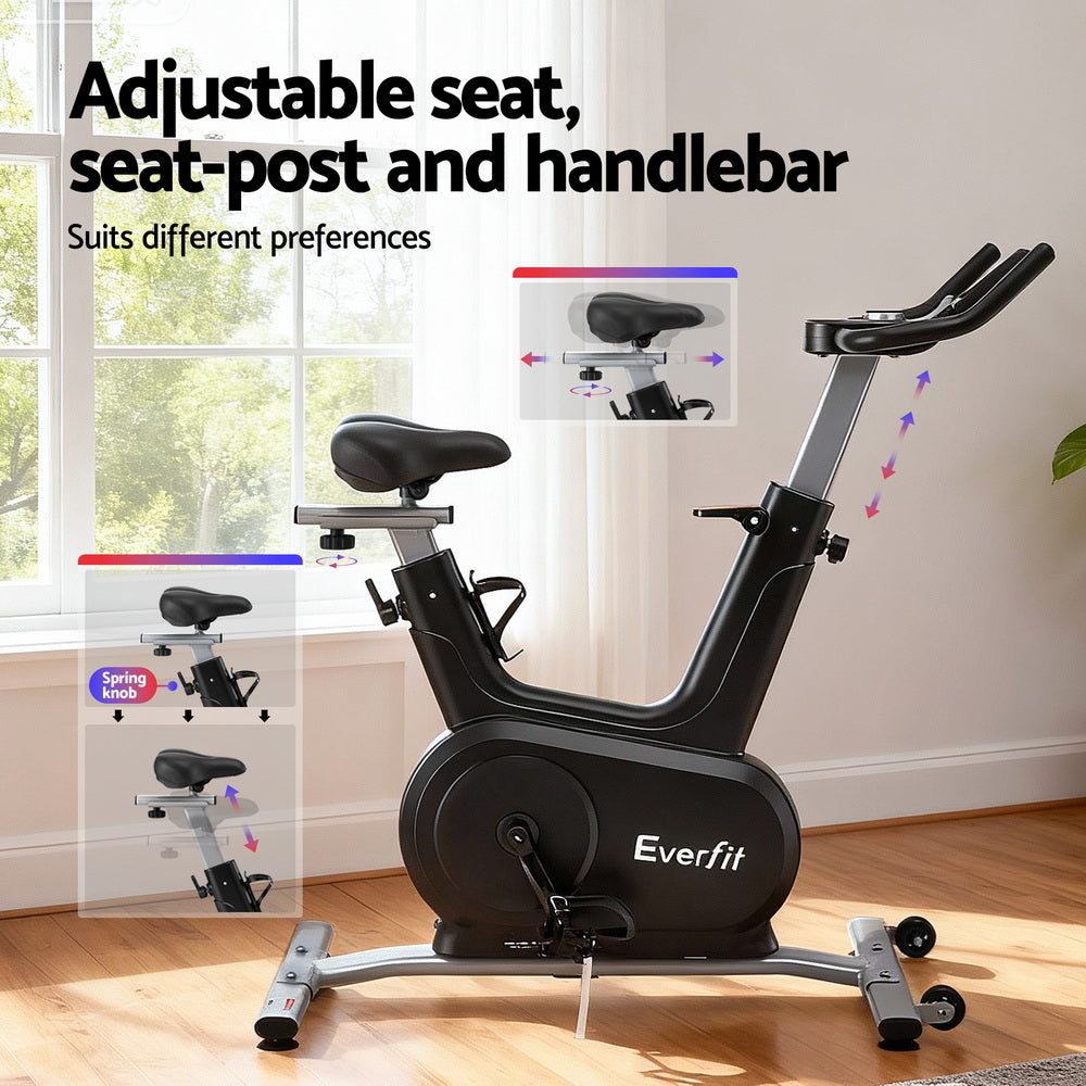 Premium Everfit Exercise Bike Spin Bike Electromagnetic Smart Home Fitness 24-Level Resistance 120kg Bluetooth