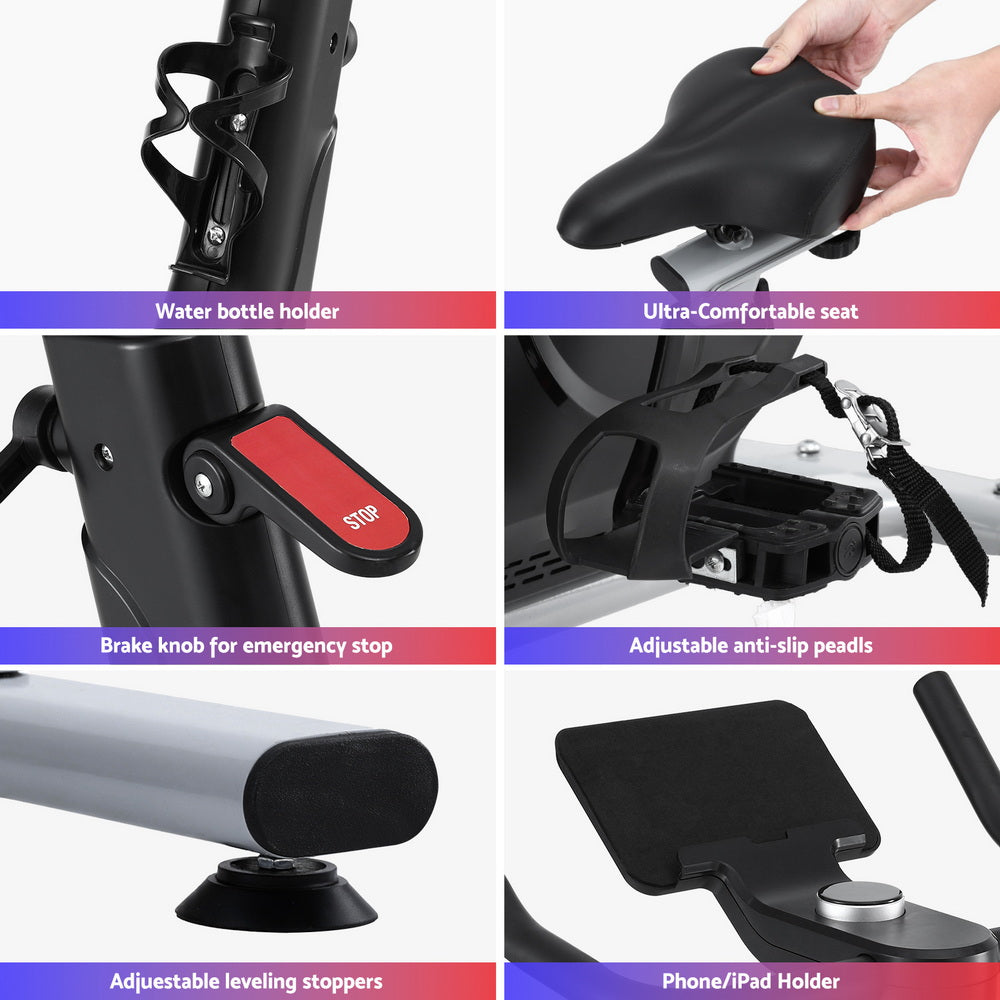 Premium Everfit Exercise Bike Spin Bike Electromagnetic Smart Home Fitness 24-Level Resistance 120kg Bluetooth