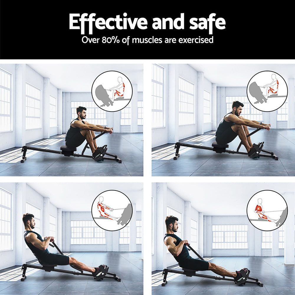 Premium Everfit Hydraulic Rowing Machine Rower 12 Levels Resistance Exercise Fitness Gym Cardio