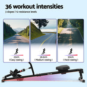 Premium Everfit Hydraulic Rowing Machine Rower 12 Levels Resistance Exercise Fitness Gym Cardio