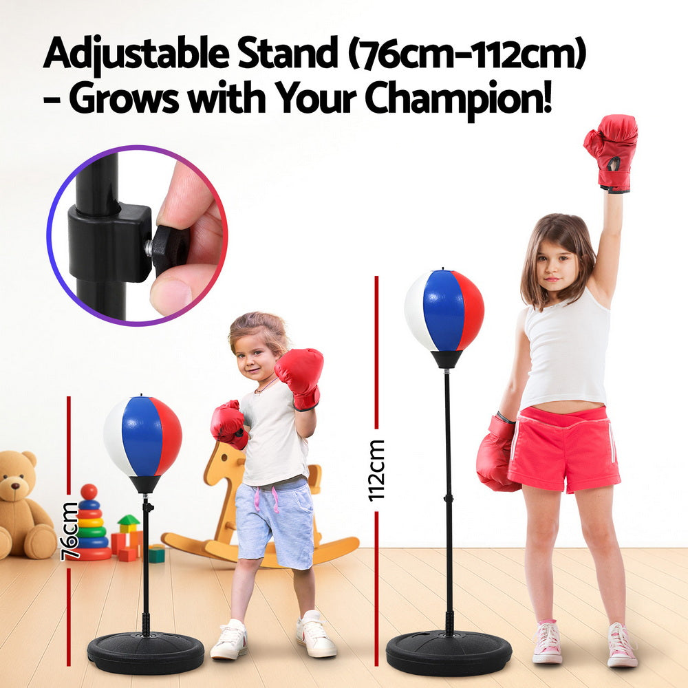 Premium Everfit Kids Punching Bag Stand Set Adjustable 76-112cm with Gloves & Pump