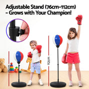 Premium Everfit Kids Punching Bag Stand Set Adjustable 76-112cm with Gloves & Pump