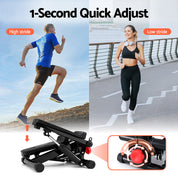 Premium Everfit Mini Stepper with Resistance Rope Aerobic for Exercise Compact Home Workout Black