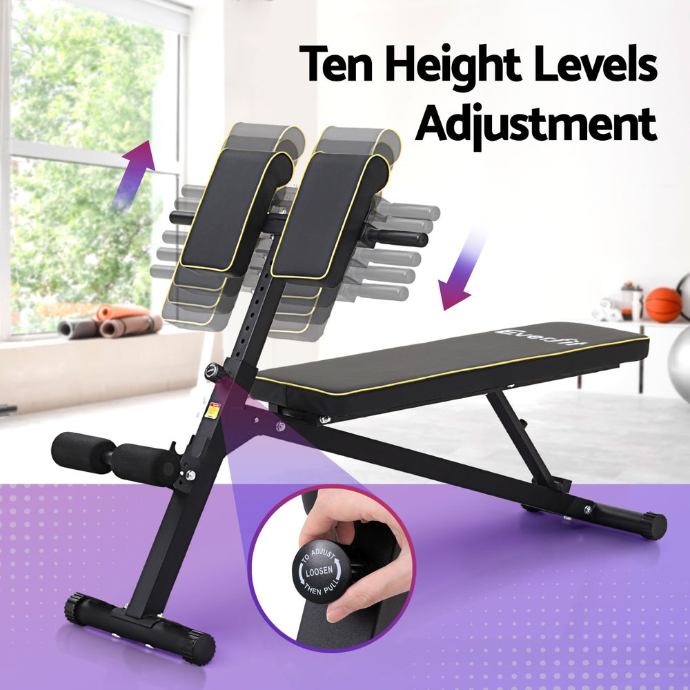 Premium Everfit Roman Chair Adjustable Weight Bench Strength Training Preacher Curls
