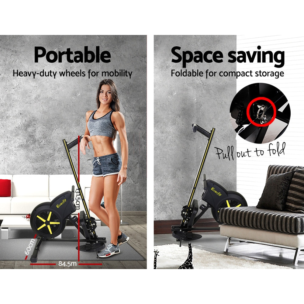 Premium Everfit Rowing Machine Air Rower Exercise Fitness Gym Home Cardio