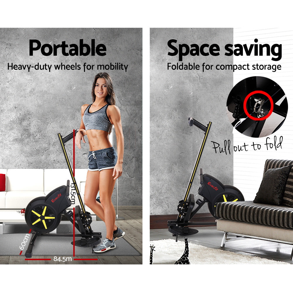 Premium Everfit Rowing Machine Air Rower Exercise Fitness Gym Home Cardio