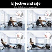 Premium Everfit Rowing Machine Rower Elastic Rope Resistance Fitness Home Cardio Silver