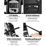 Premium Everfit Rowing Machine Rower Elastic Rope Resistance Fitness Home Cardio Silver
