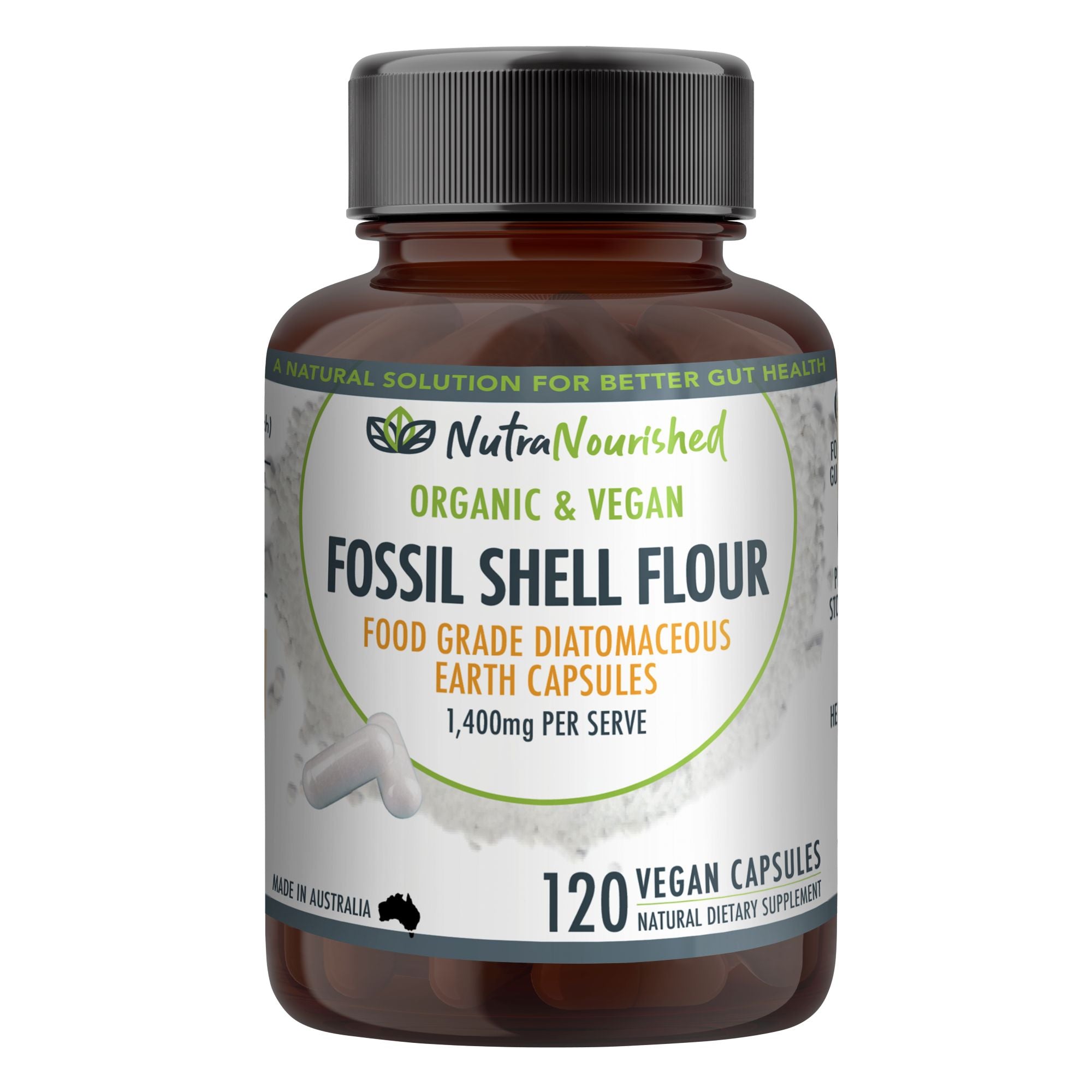 Fossil Shell Flour Capsules (vegan)- Food Grade Diatomaceous Earth 120 caps - Health & Beauty > Nutrition & Supplements