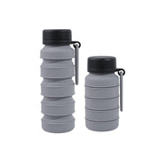 Premium Grey and Black Collapsible Silicone Water Bottle - 510ml Portable Food-Grade Travel & Sports Drink Flask