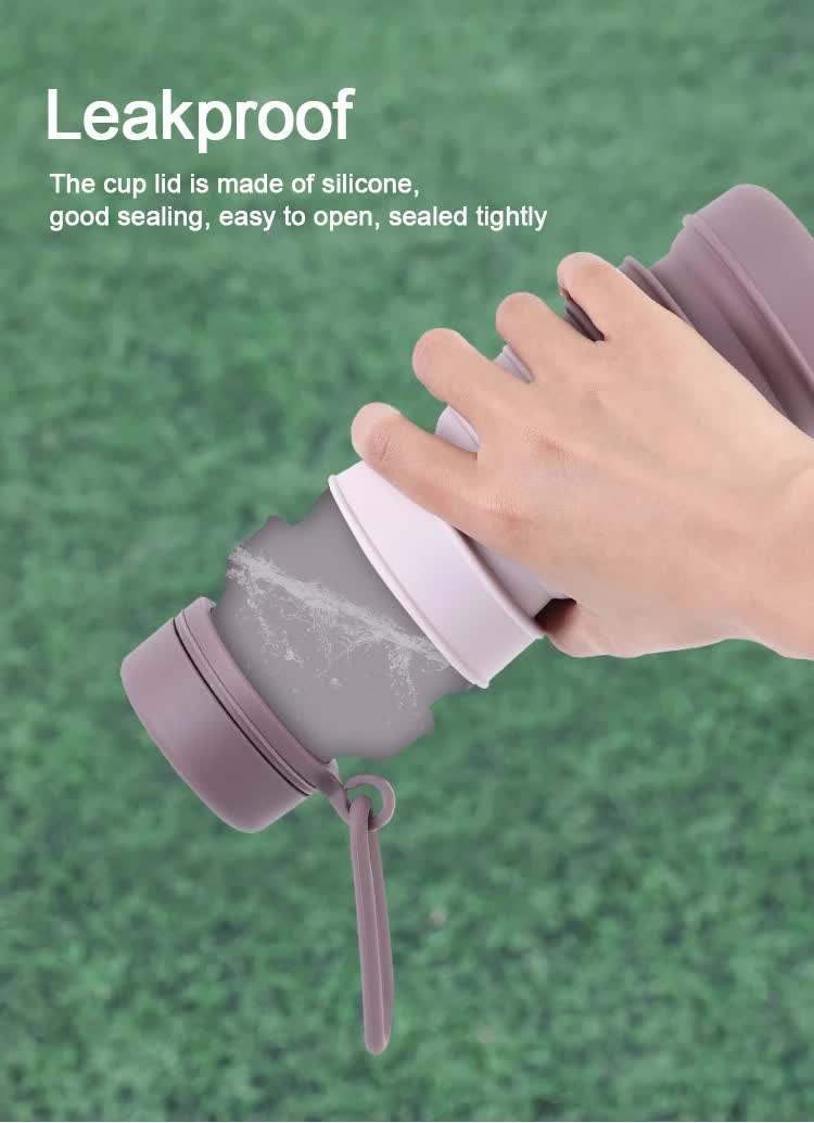 Premium Grey and Black Collapsible Silicone Water Bottle - 510ml Portable Food-Grade Travel & Sports Drink Flask