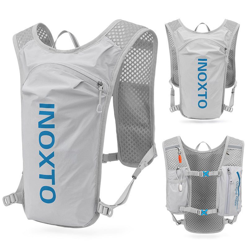 Premium Grey-Blue 5L Ultra-Light Hydration Running Vest - Quick-Dry Trail Running & Marathon Backpack with Night Reflective Safety