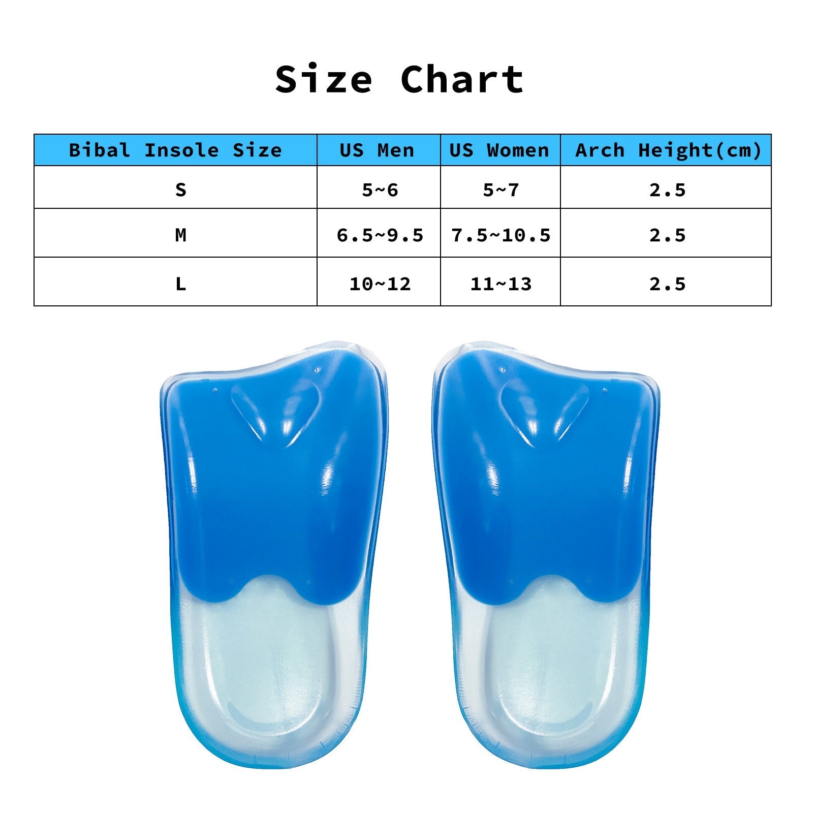 Premium Half Insoles Shoe Inserts 3-Size Combo Gel Arch Support Foot Pad