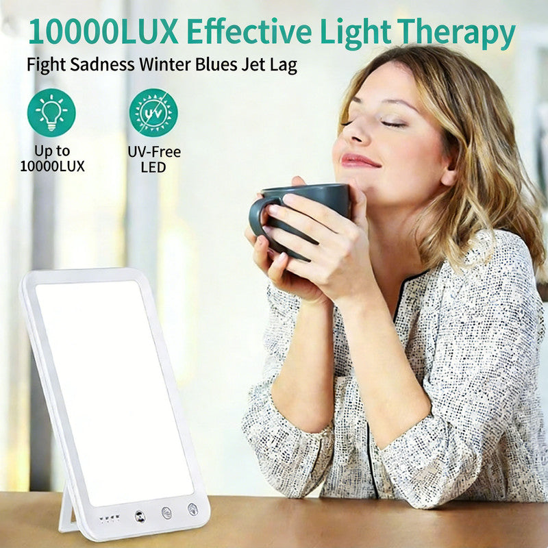Premium Light Therapy Lamp 12000 Lux UV-Free LED Adjustable Brightness Color Temperature Timer Touch Control Memory Function Compact for Home