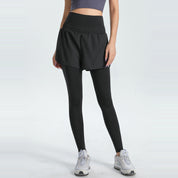 Premium M Black Women's High-Waist Athletic Skort with Built-In Shorts - Breathable Quick-Dry Running Skirt with Phone Pocket