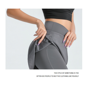 Premium M Grey Women's High-Waist Athletic Skort with Built-In Shorts - Breathable Quick-Dry Running Skirt with Phone Pocket