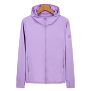 Premium M Purple Long Sleeve UV Protection Summer Breathable Knitted Ice Silk Outdoor Sun Protection Clothing - Unisex Thin Sunscreen Shirt